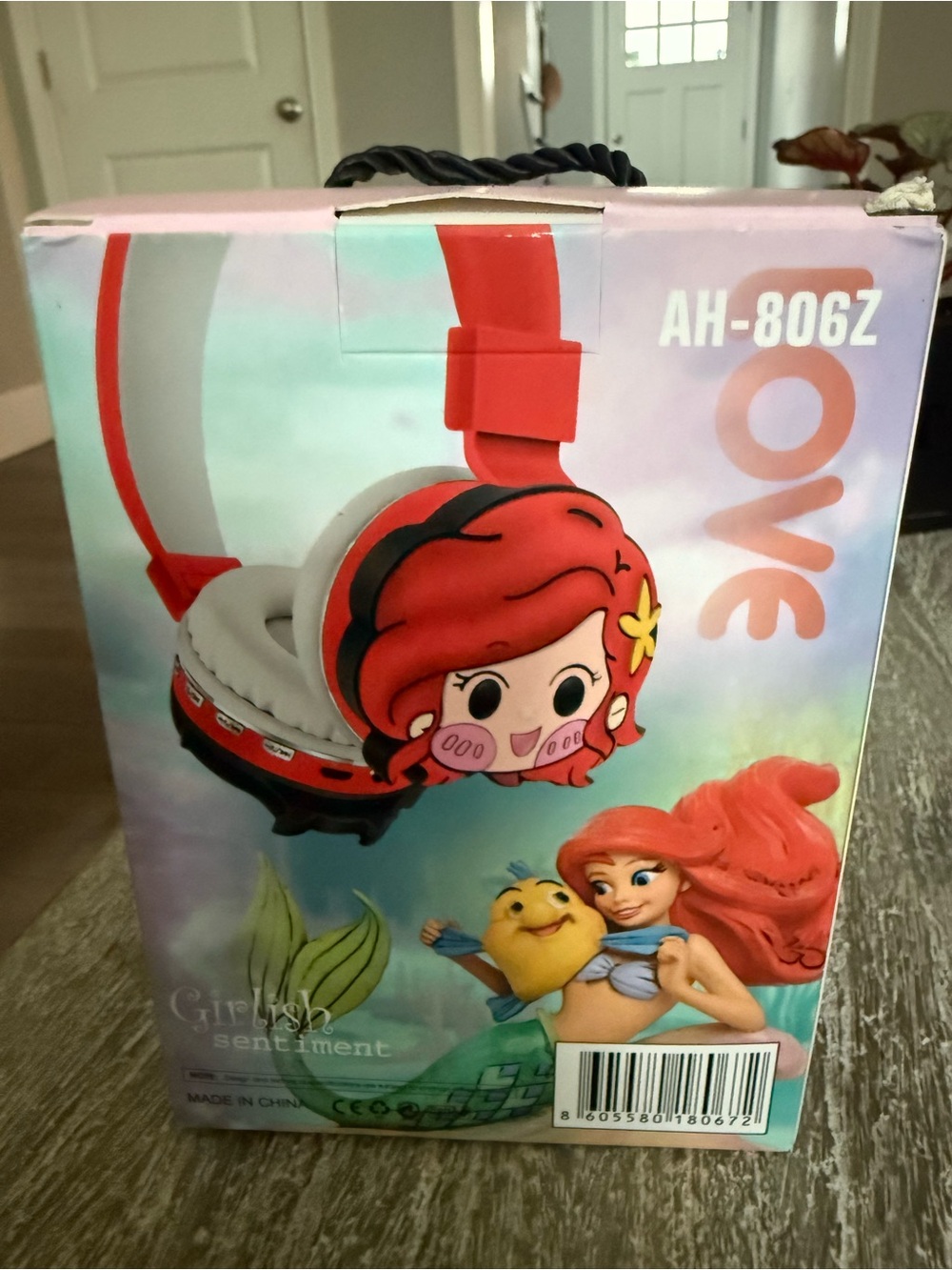 Kids Over-Ear Headphones - Red Cartoon Mermaid Design